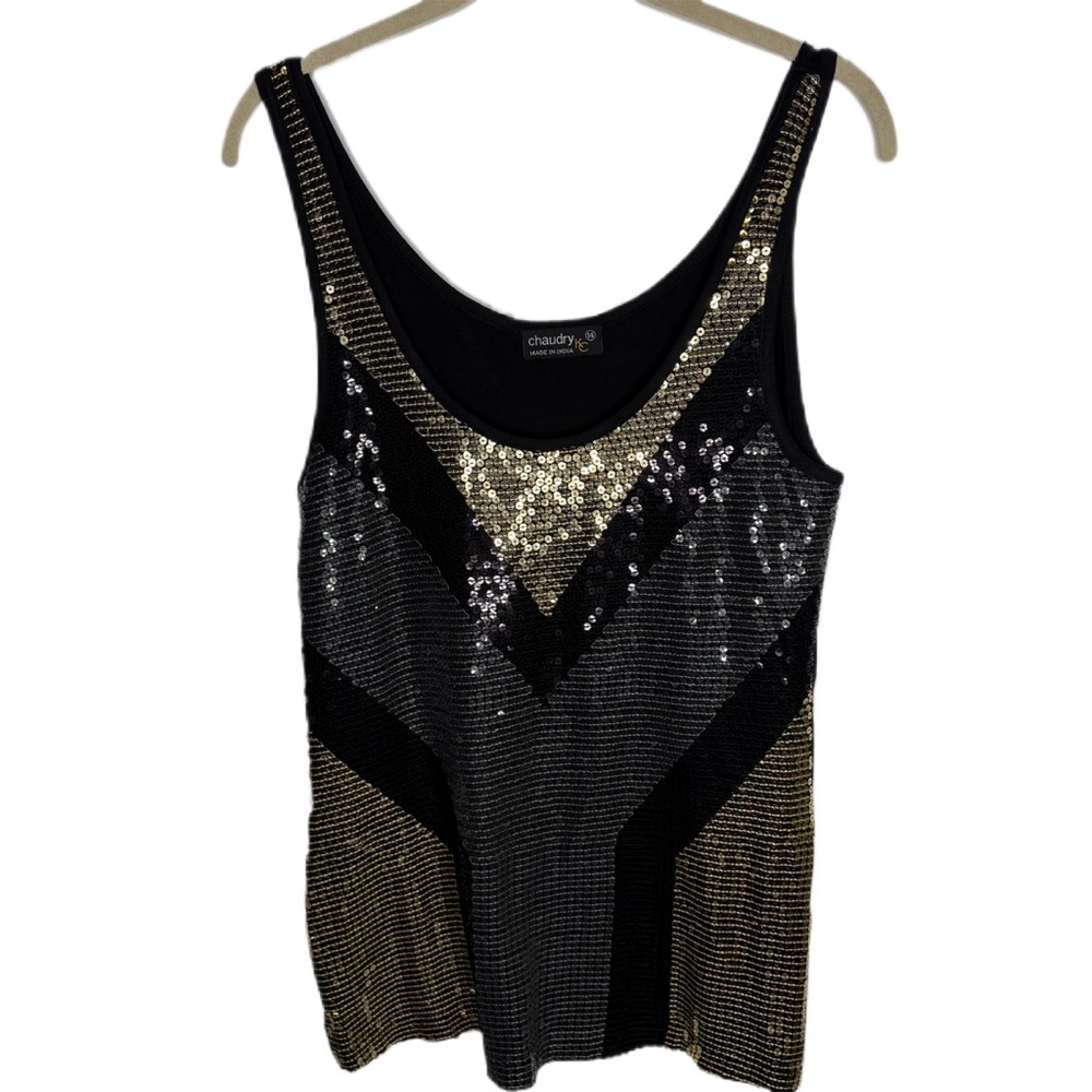 Black and Gold Sequin Women's Top